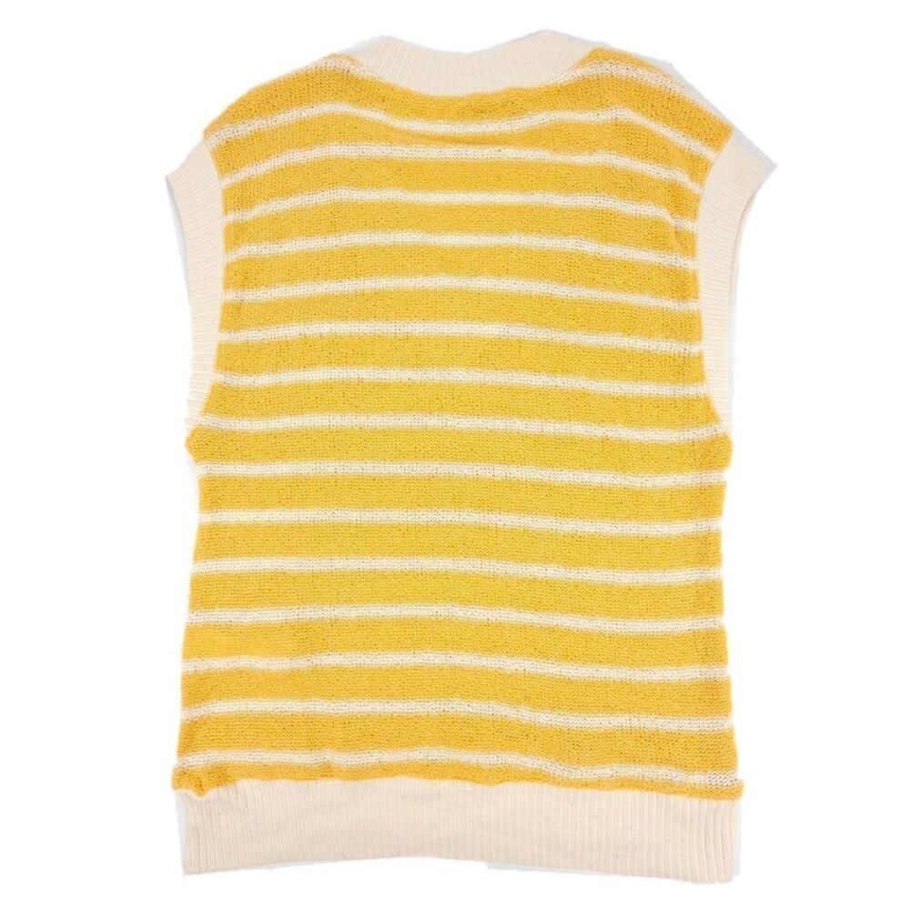 NEW Zara 90's Oversized Vintage Striped V-Rib Knit Sweater Vest Cream Medium Y2k - Picture 5 of 7
